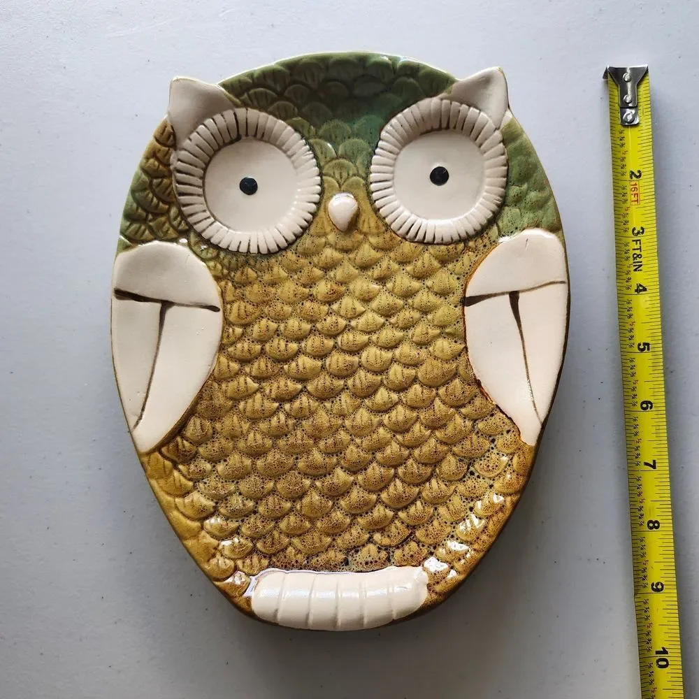 Gibson Green and Cream Owl Art Wall Decor
